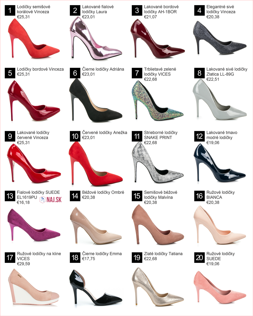 Lodičky, lodičky na opätku, lakované lodičky